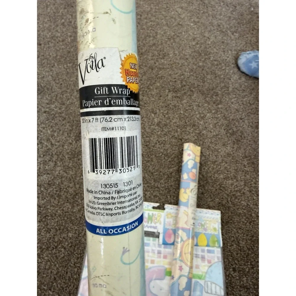 vintage baby shower balloon  banner, frame & 2 rolls of wrapping paper